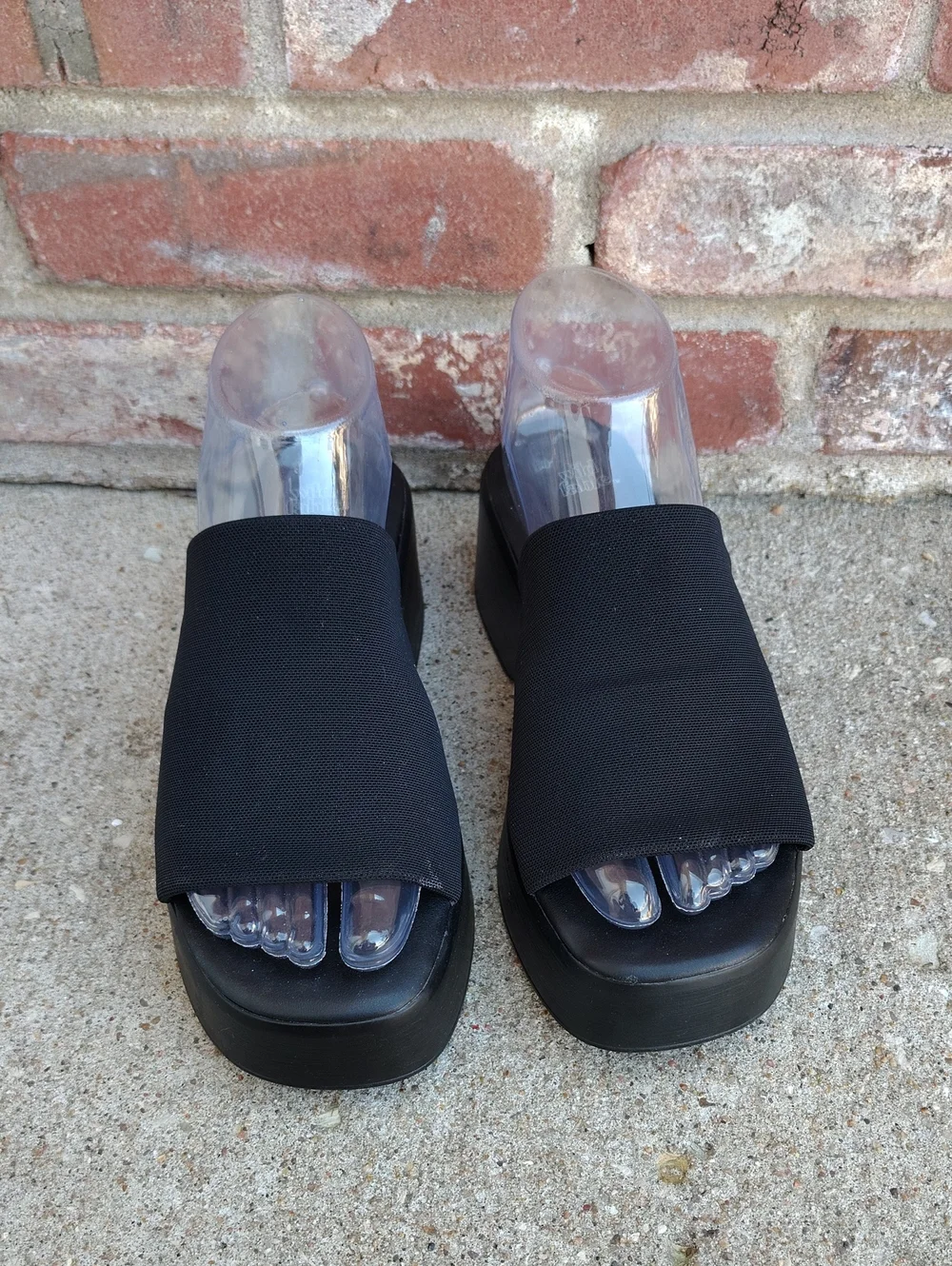 Wild Fable Knit Stretch Black Platform Sandals Size 6 Y2K Whimsigoth Retro